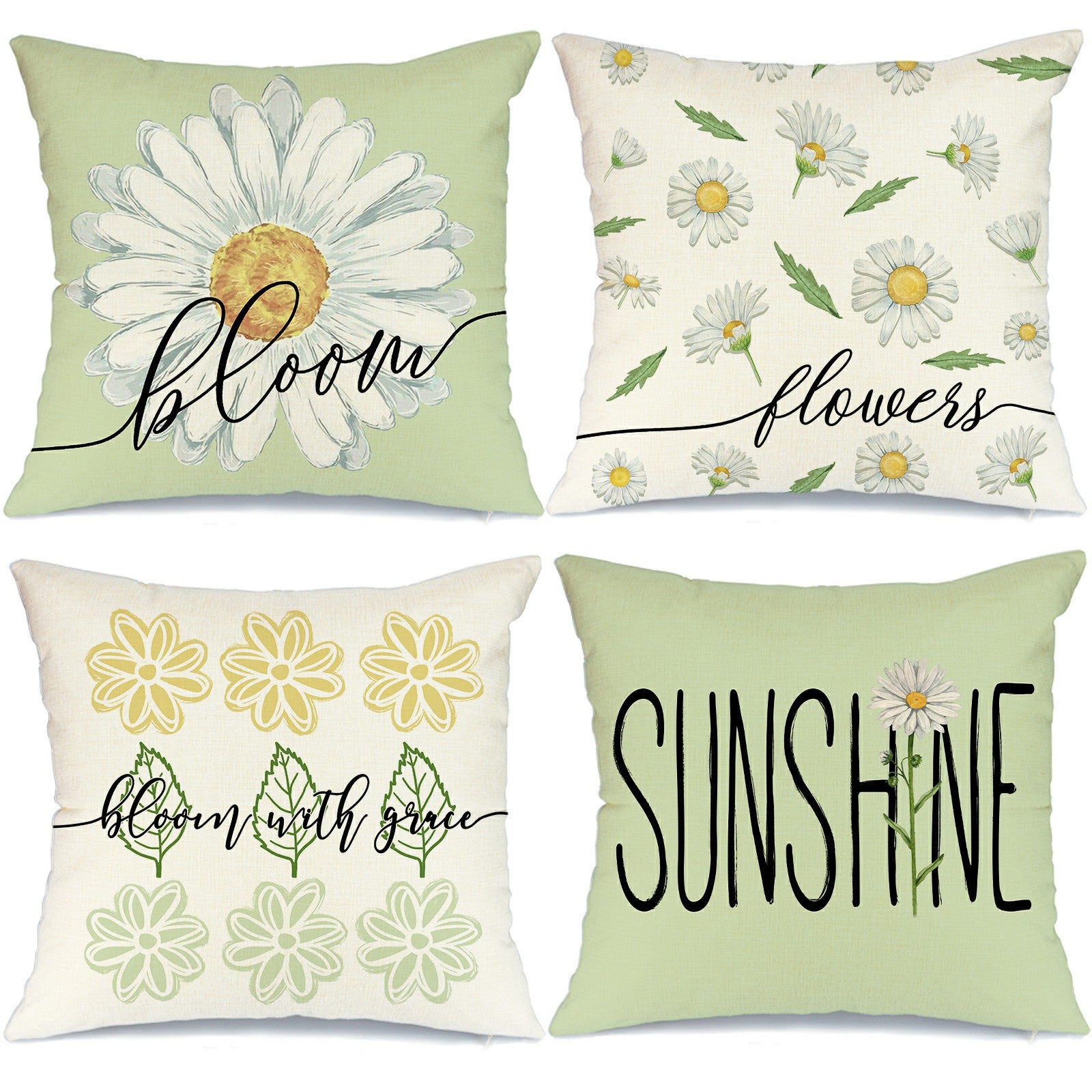 Spring Pillow Covers 18x18 Set Of 4 Farmhouse Throw Pillows Spring  Decorations Plaid Pillowcase For