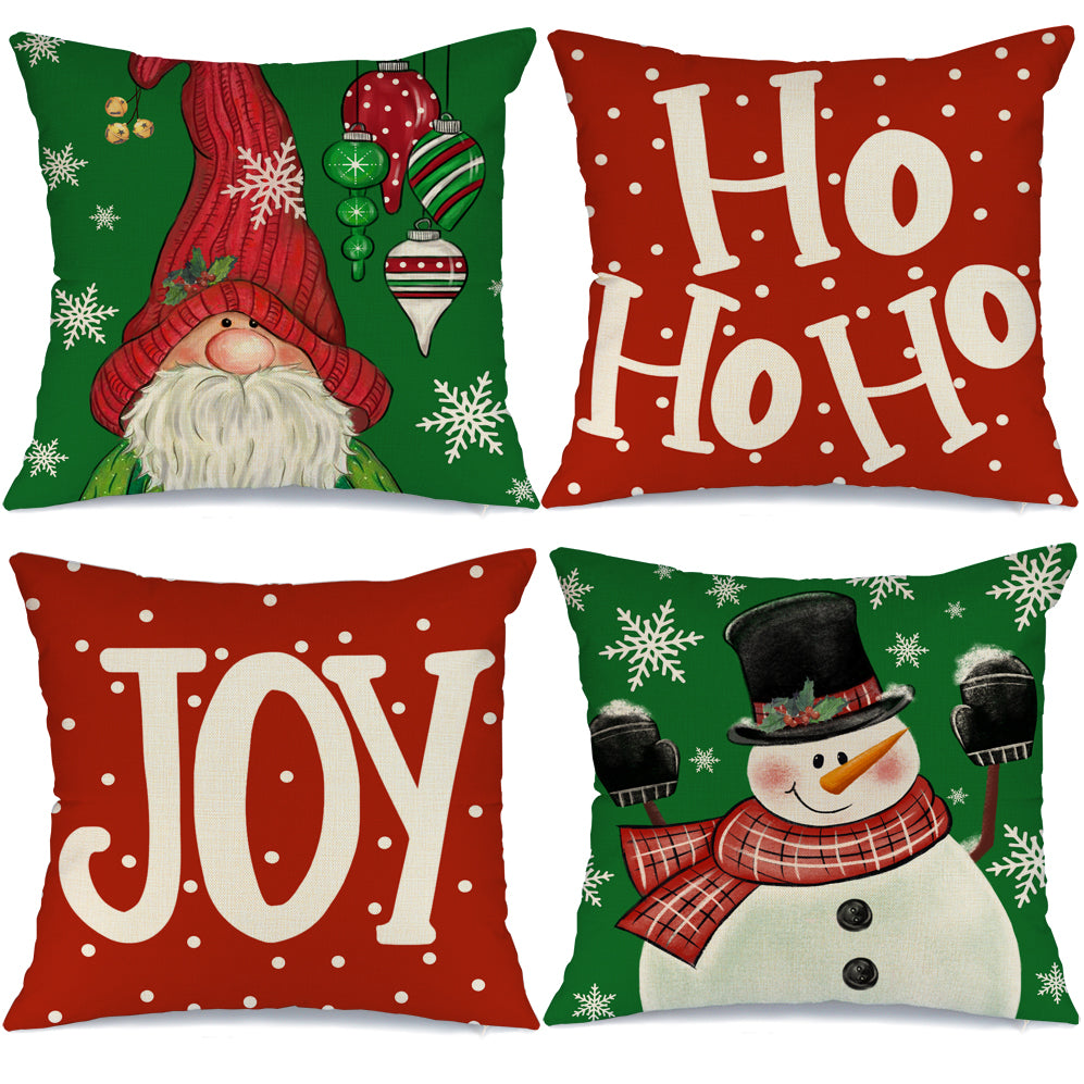 Christmas Pillow Covers Set of 4 for Christmas Decorations Santa