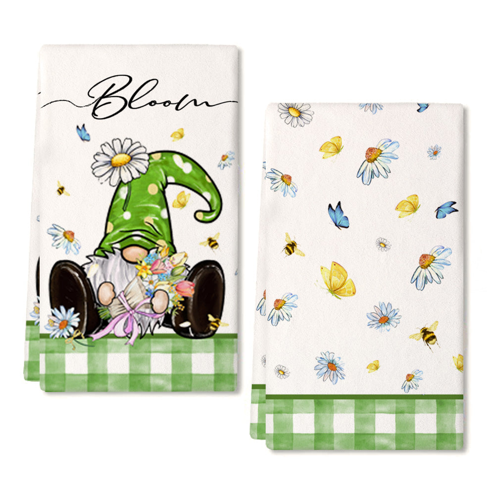 GEEORY Spring Daisy Leaves Kitchen Dish Towels 18x26 Inch Ultra Absorb