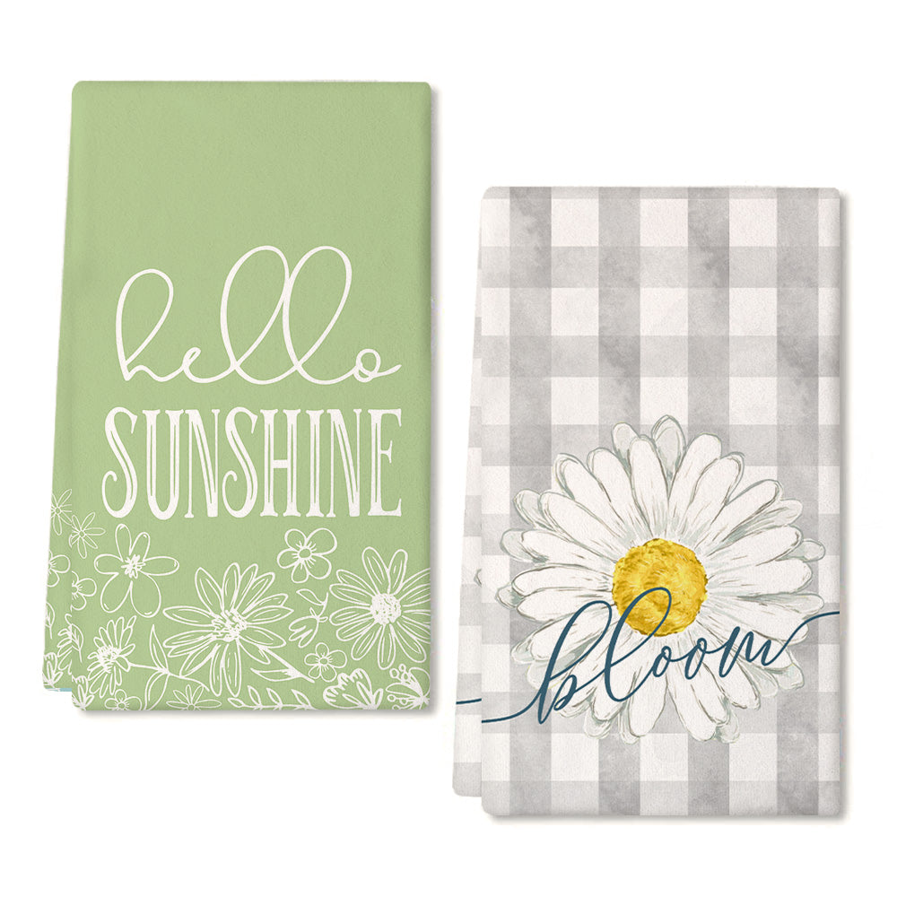 Summer Kitchen Towels, Gnome Kitchen Towels, Daisy Kitchen Towels