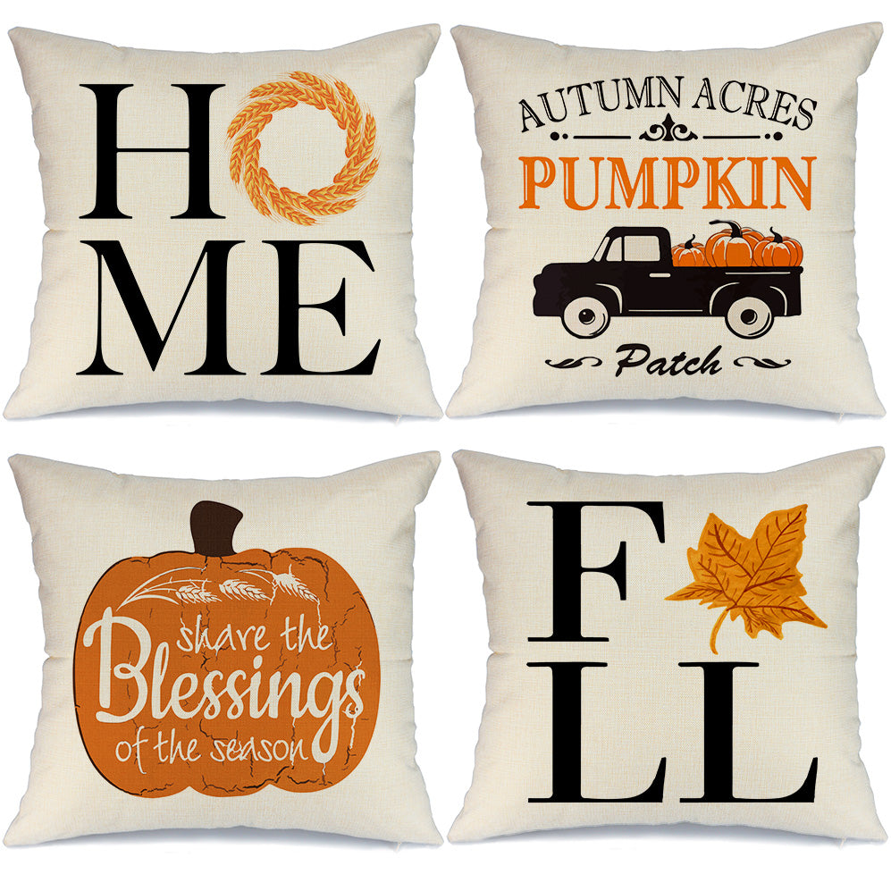 GEEORY Fall Throw Pillow Covers 20x20 inch Set of 4 Truck Pumpkin Leaves Farmhouse Harvest Thanksgiving Autumn Cushion Cases GA2048bz