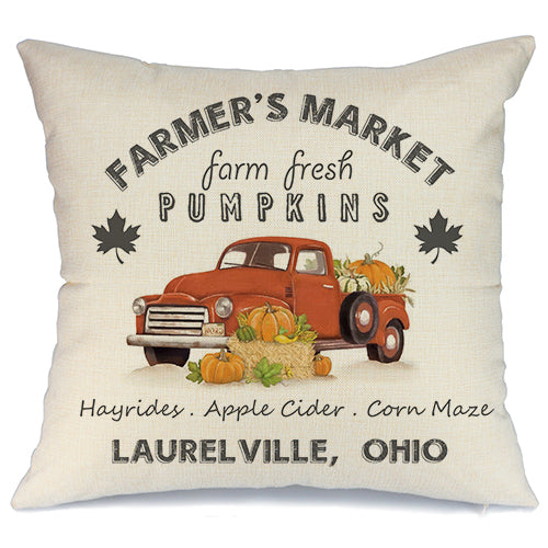 GEEORY Fall Throw Pillow Cover 18x18 inch Orange Truck Pumpkins Farmhouse Home Decor GA256-18