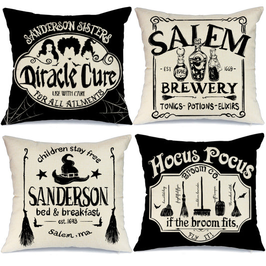 GEEORY Halloween Decorative Throw Pillow Covers 20x20 Set of 4 Sanderson Sisters Hocus Pocus Holiday Home Decor GA413