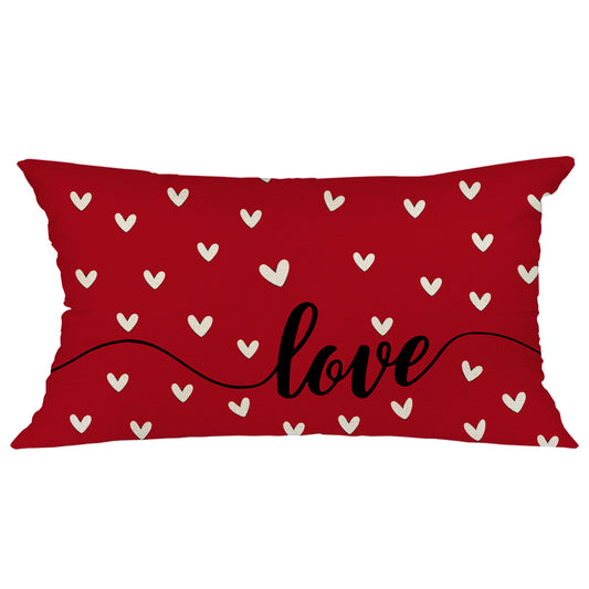 GEEORY Decorative Valentines Day Throw Pillow Cover 12x20 Inch Farmhouse Decor Red Love Heart GA483-12