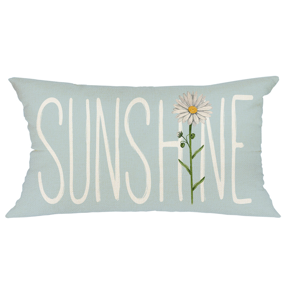 GEEORY Spring Summer Lumbar Pillow Cover 12x20 inch Daisy Sunshine Blue Farmhouse Cushion Case for Home Sofa A563