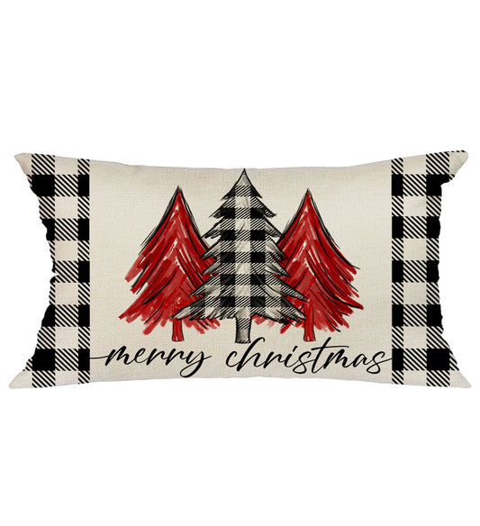 GEEORY Christmas Lumbar Throw Pillow Cover 12x20 Buffalo Plaid Chirstmas Tree Pillows Winter Holiday Decor G149-12