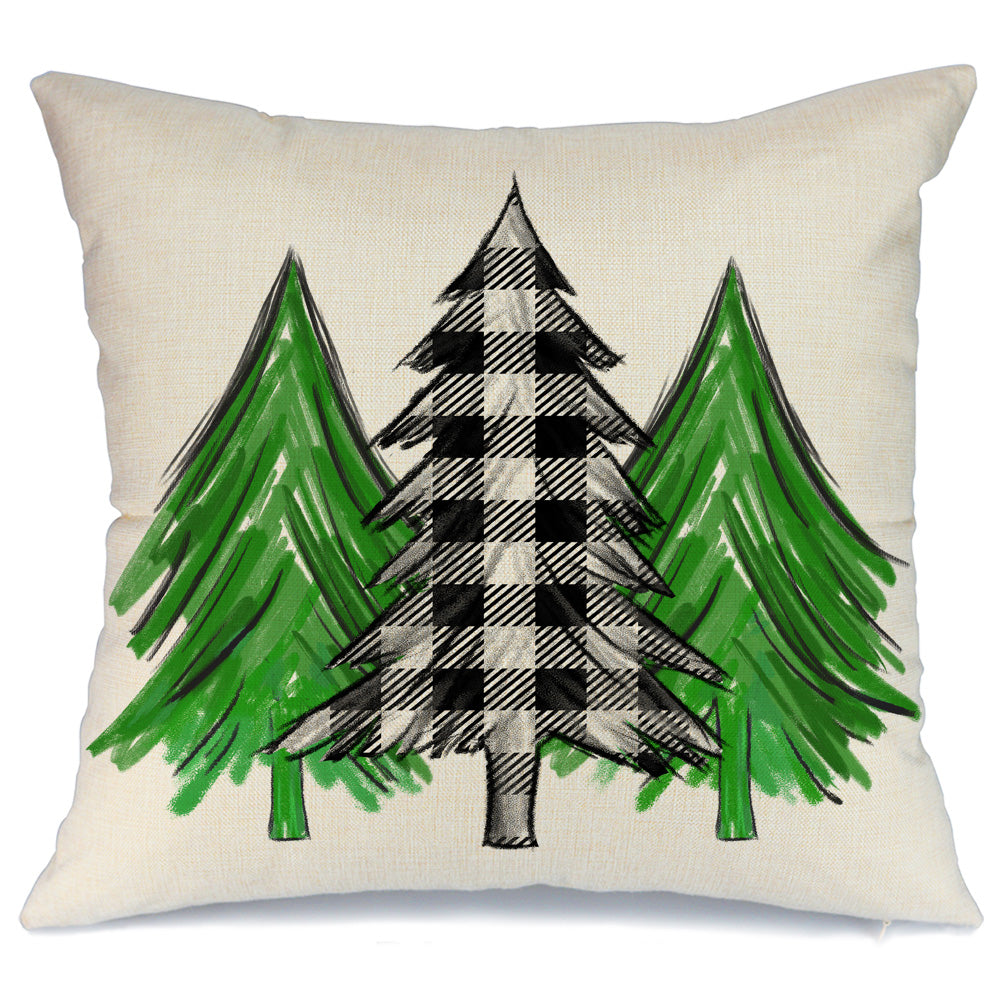 GEEORY Christmas Lumbar Throw Pillow Cover 12x20 Buffalo Plaid Chirstmas Tree Winter Holiday Farmhouse Decor Green G150