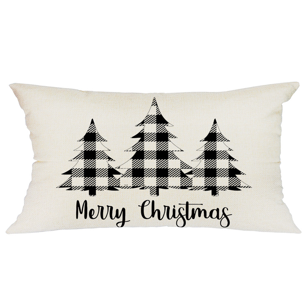 GEEORY Christmas Lumbar Throw Pillow Cover 12x20 Buffalo Plaid Chirstmas Tree Merry Chirstmas Pillows Winter Holiday G153-12