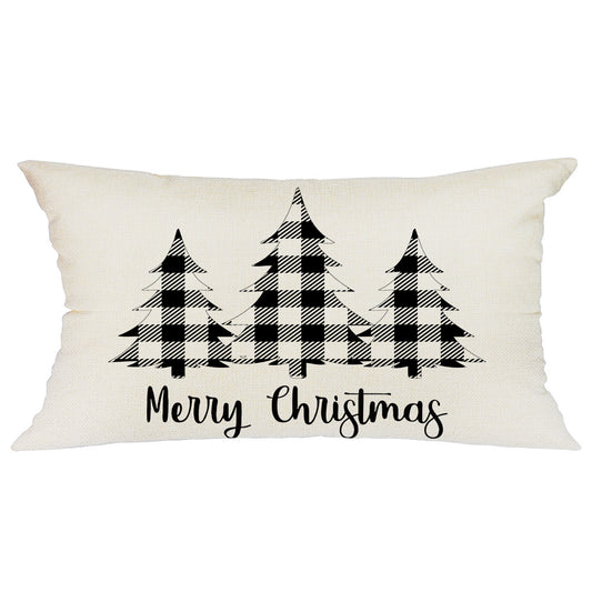 GEEORY Christmas Lumbar Throw Pillow Cover 12x20 Buffalo Plaid Chirstmas Tree Merry Chirstmas Pillows Winter Holiday G153-12