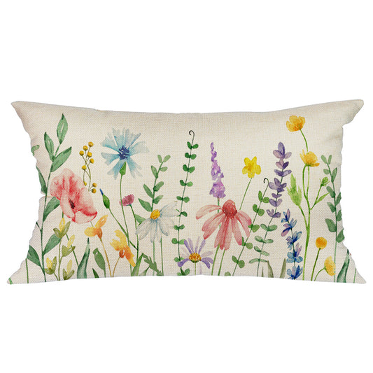 GEEORY Spring Throw Pillow Covers 12X20 Colorful Flowers Leaves Butterfly White Summer Farmhouse Decor G240-12