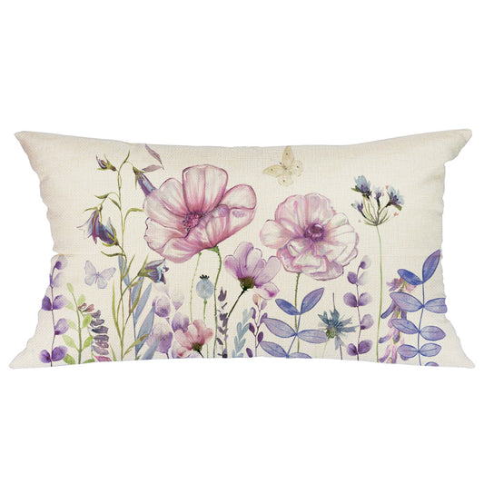 GEEORY Spring Throw Pillow Cover 12X20 Purple Flowers Leaves Butterfly Purple Pillowcase Summer Farmhouse Decor G242-12