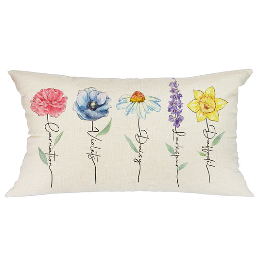 GEEORY Spring Throw Pillow Covers 12X20 Five Colorful Flowers Decorative White Summer Decorations Farmhouse Decor G245-12