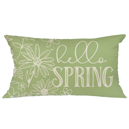 GEEORY Hello Spring Throw Pillow Cover 12X20 Flowers Decorative Green Summer Decorations Farmhouse Decor G249-12