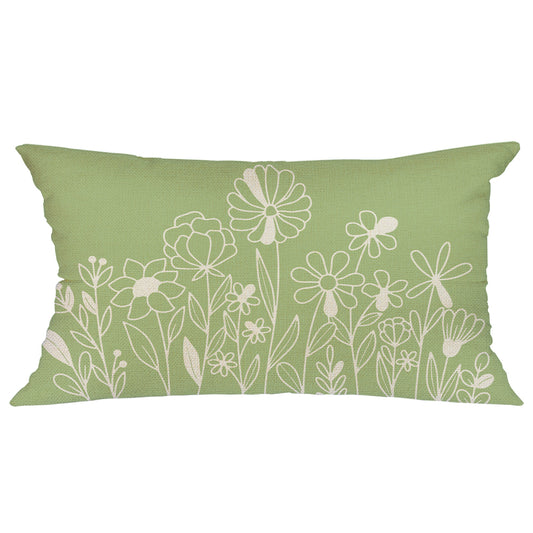 GEEORY Spring Throw Pillow Covers 12X20 Flowers Decorative Green Summer Decorations Farmhouse Decor G250-12