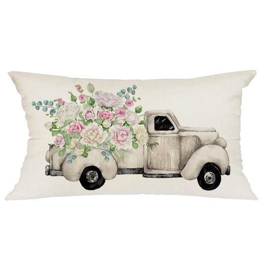 GEEORY Spring Throw Pillow Cover 12X20 Flowers Truck Leaves Pink  Summer Decorations Farmhouse Decor G256-12