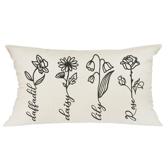 GEEORY Spring Throw Pillow Cover 12X20 Flowers White Summer Decorations Farmhouse Decor G258-12