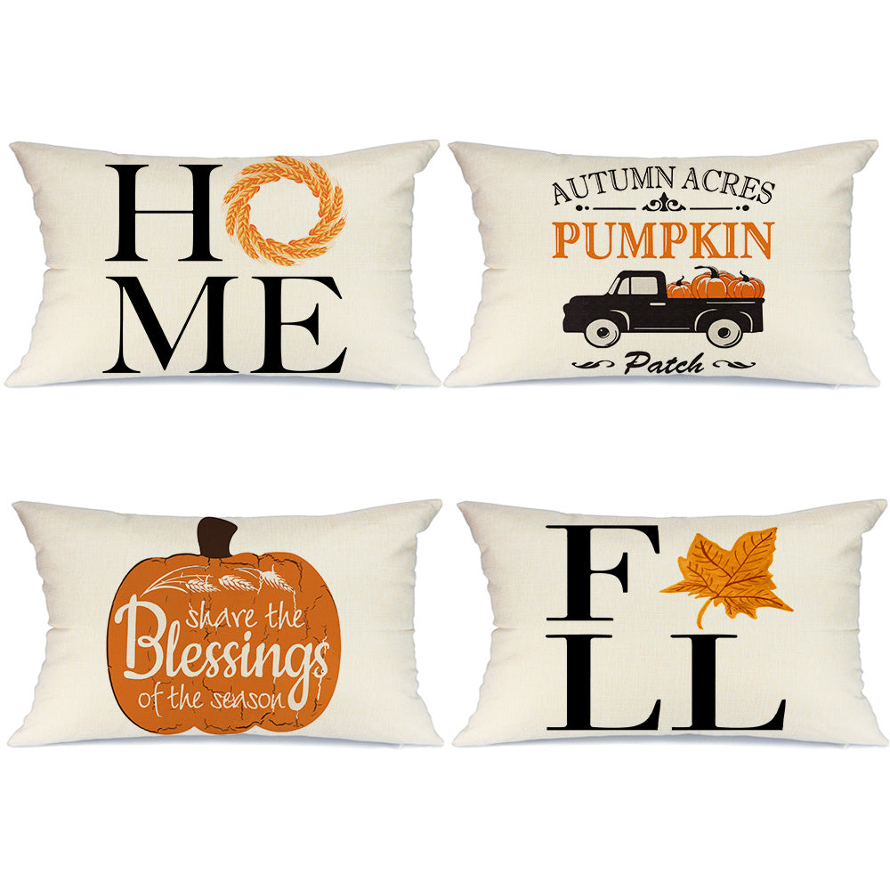 GEEORY Fall Throw Pillow Covers 20x20 inch Set of 4 Truck Pumpkin Leaves Farmhouse Harvest Thanksgiving Autumn Cushion Cases GA2048bz