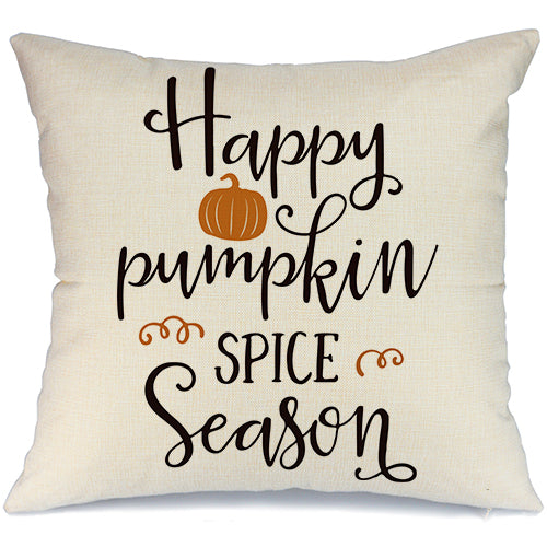 GEEORY Fall Throw Pillow Cover 18x18 inch Happy Pumpkin Spices Season Fall Farmhouse Thanksgiving Decor GA238-18