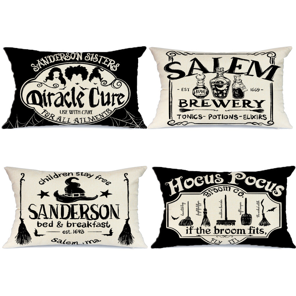 GEEORY Halloween Decorative Throw Pillow Covers 20x20 Set of 4 Sanderson Sisters Hocus Pocus Holiday Home Decor GA413