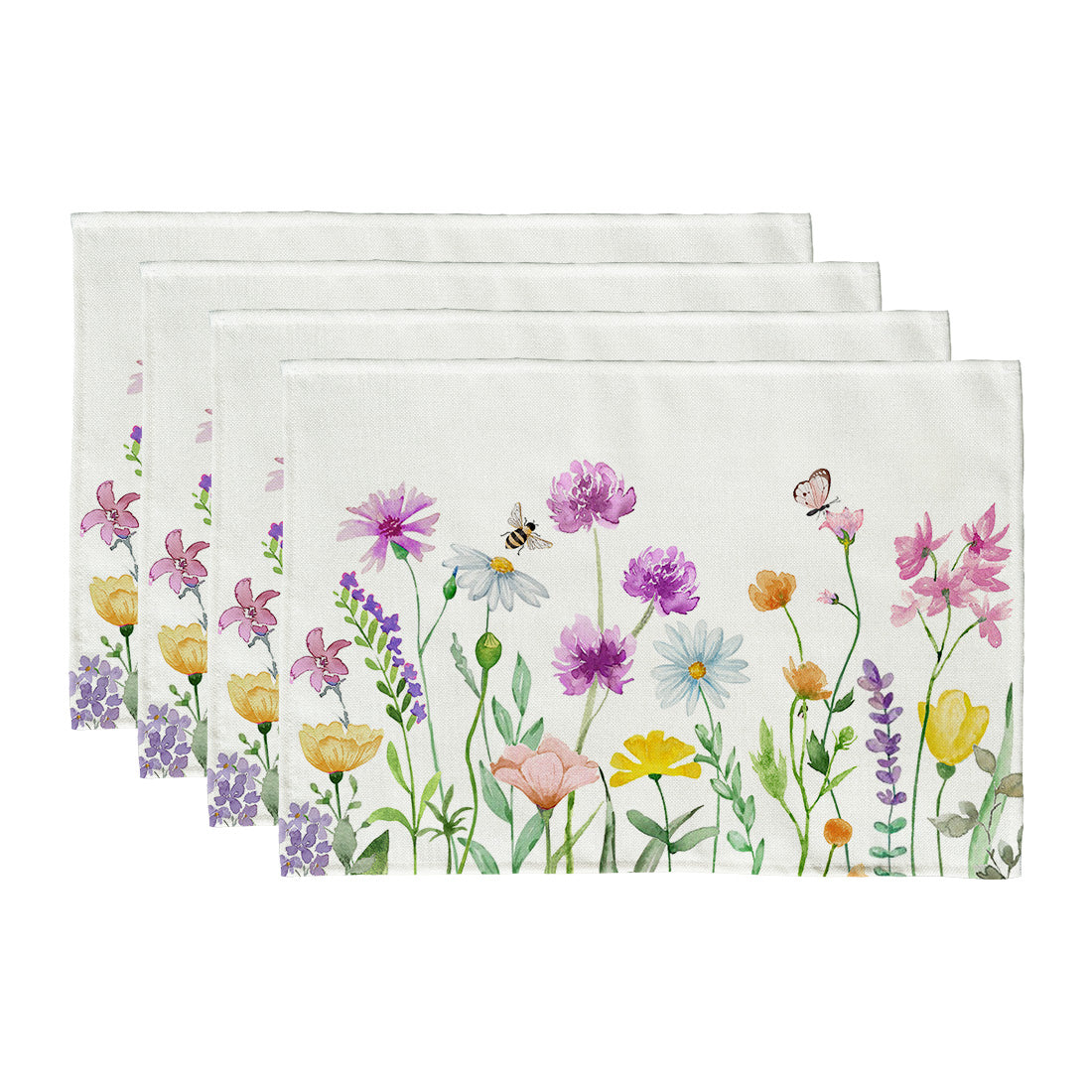 GEEORY Daisy Spring Placemats 12x18 Inch Set of 4 Pink Purple Flowers Farmhouse Kitchen Dining Table Dinner Party Decor GP003-18