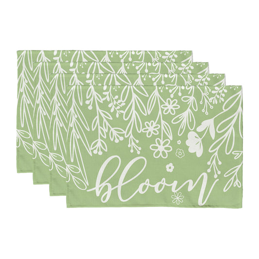 GEEORY Green Leaves Spring Placemats 12x18 Inch Set of 4 Flowers Bloom Farmhouse Kitchen Dining Table Dinner Party Decor GP009-18