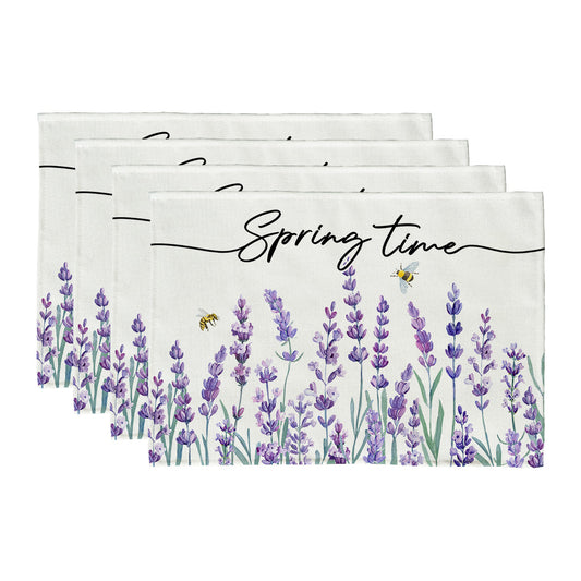 GEEORY Lavender Spring Placemats 12x18 Inch Set of 4 Flowers Farmhouse Kitchen Dining Table Dinner Party Decor GP010-18