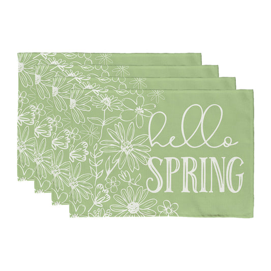 GEEORY Hello Spring Placemats 12x18 Inch Set of 4 Flowers Farmhouse Kitchen Dining Table Dinner Party Decor GP011-18