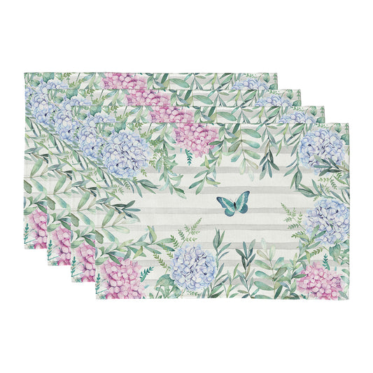 GEEORY Hydrangea Spring Placemats 12x18 Inch Set of 4 Butterfly Farmhouse Holiday Dining Table Party Dinner Decor GP013-18