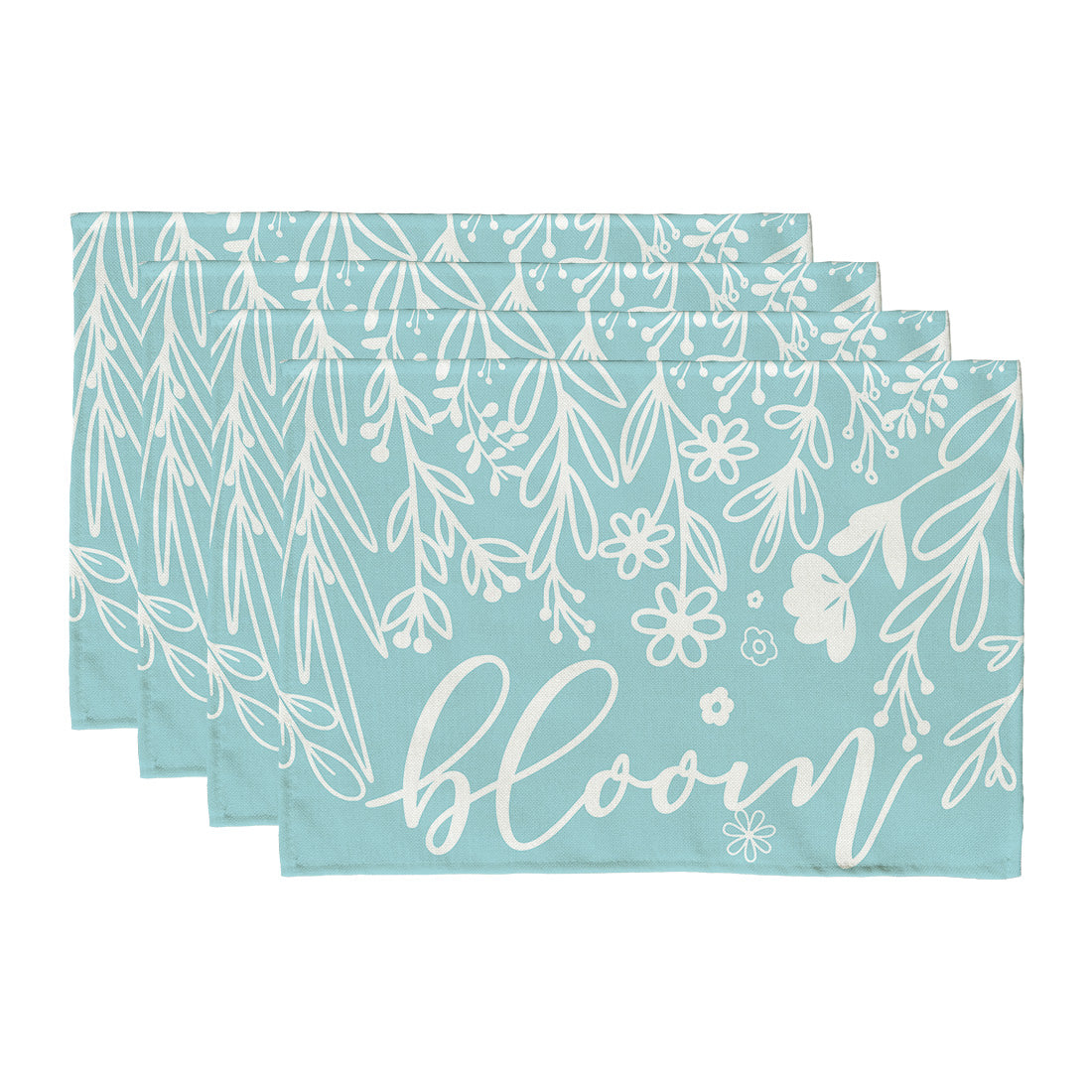 GEEORY Blue Leaves Spring Placemats 12x18 Inch Set of 4 Flowers Bloom Farmhouse Dinner Party Decor GP014-18