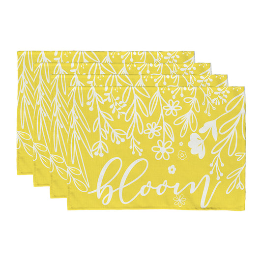 GEEORY Yellow Leaves Spring Placemats 12x18 Inch Set of 4 Flowers Bloom Farmhouse Kitchen Dining Table DecorationDinner Party Decor GP015-18