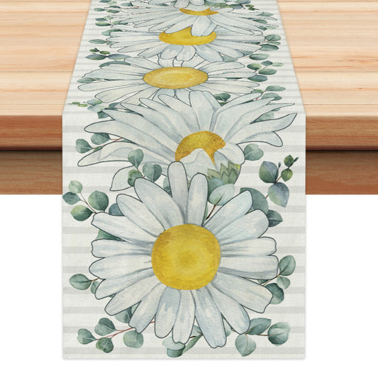 GEEORY Daisy Spring Table Runner 13x72 Inch Farmhouse Kitchen Dining Table Dinner Party Decor GT001-72